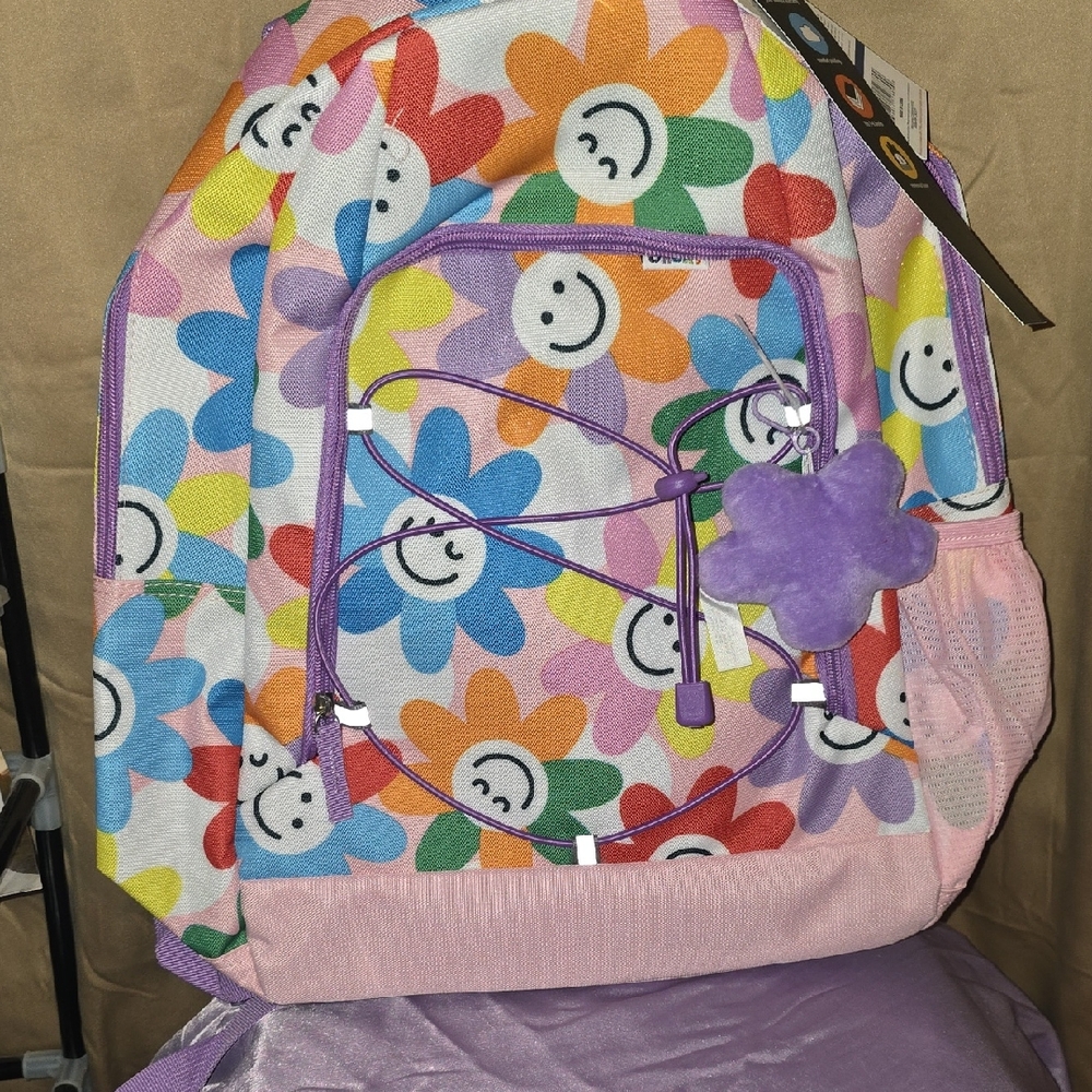 y Flower Kids Backpack with Purple Charm